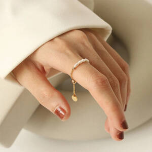 خواتم تعديل بسيطة لؤلؤ مقلدة للنساء ، سلسلة عتيقة ، مجوهرات إصبع للفتيات ، إكسسوارات أنيقة ، موضة فرنسية ، جديدة